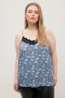 Top w kwiaty, koronka w dekolcie w szpic