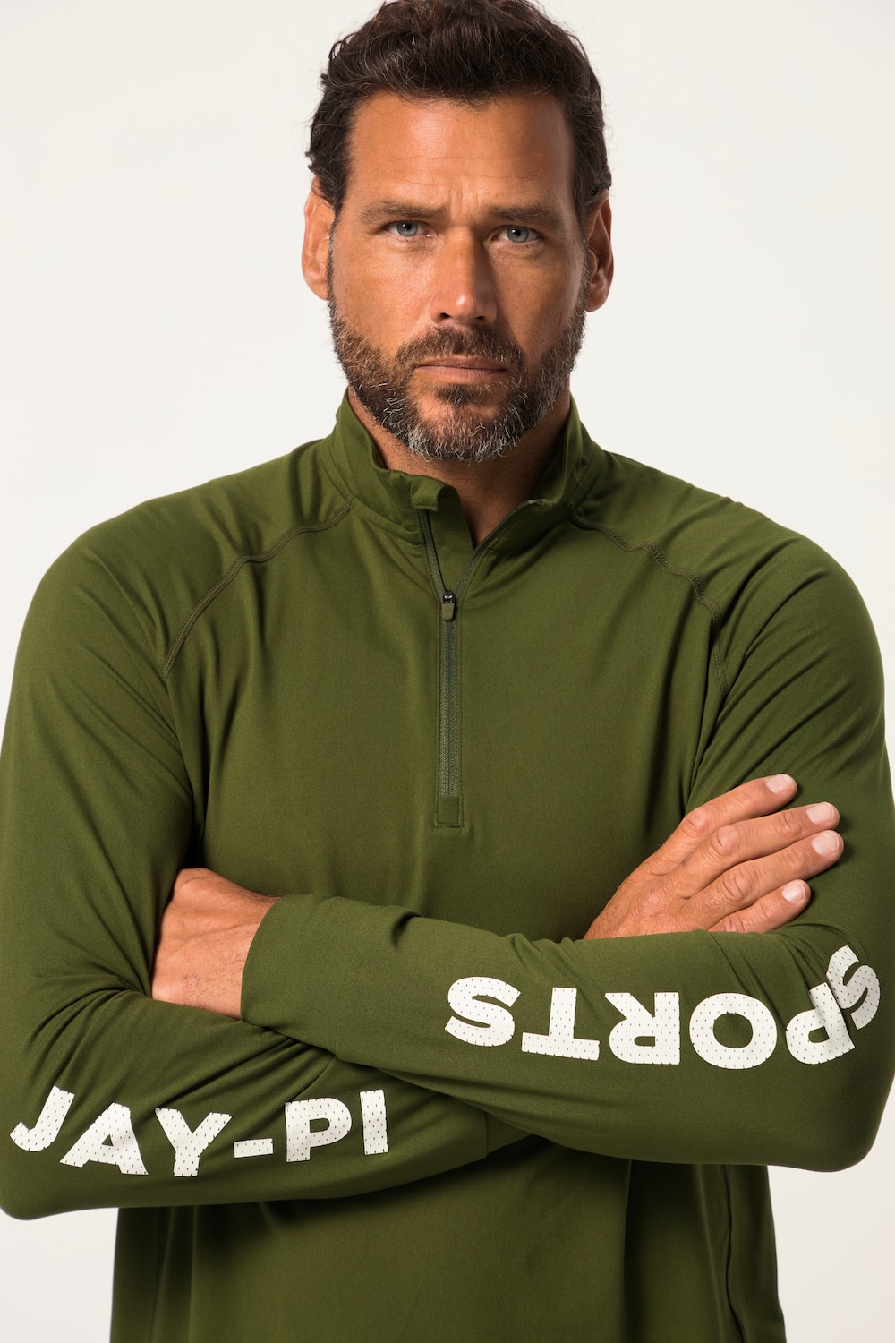 Stora storlekar Långärmad topp, Her, grön, storlek: 3XL, Polyester/Elastan, JAY-PI