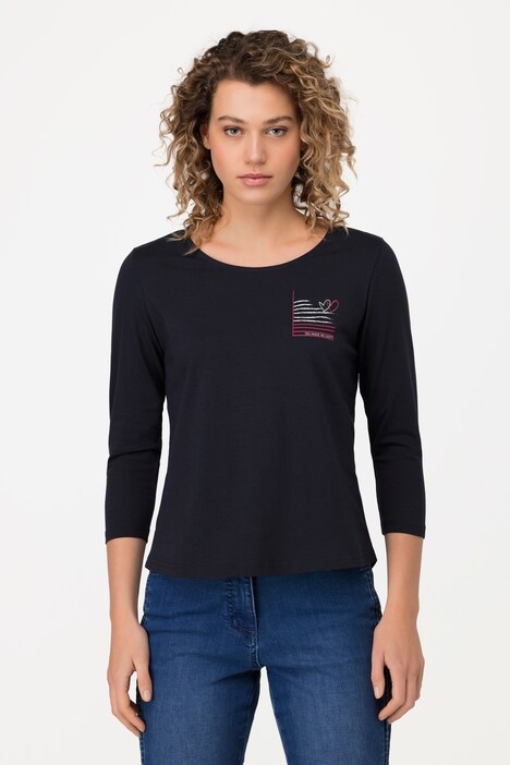 Shirt, Herz, Rundhals, 3/4-Ärmel