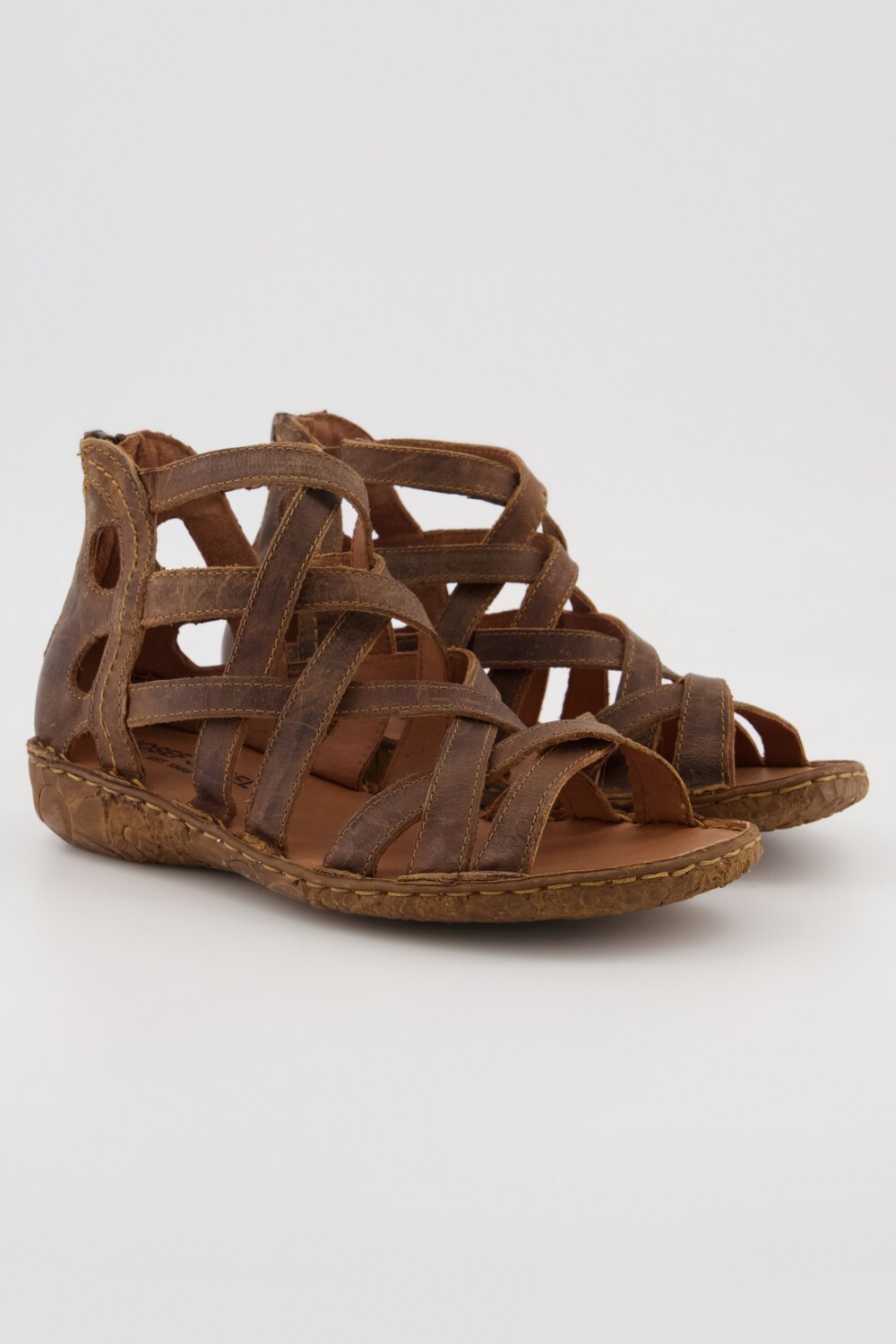 Grote Maten leren sandalen, Dames, bruin, Maat: 41, Leer, Ulla Popken