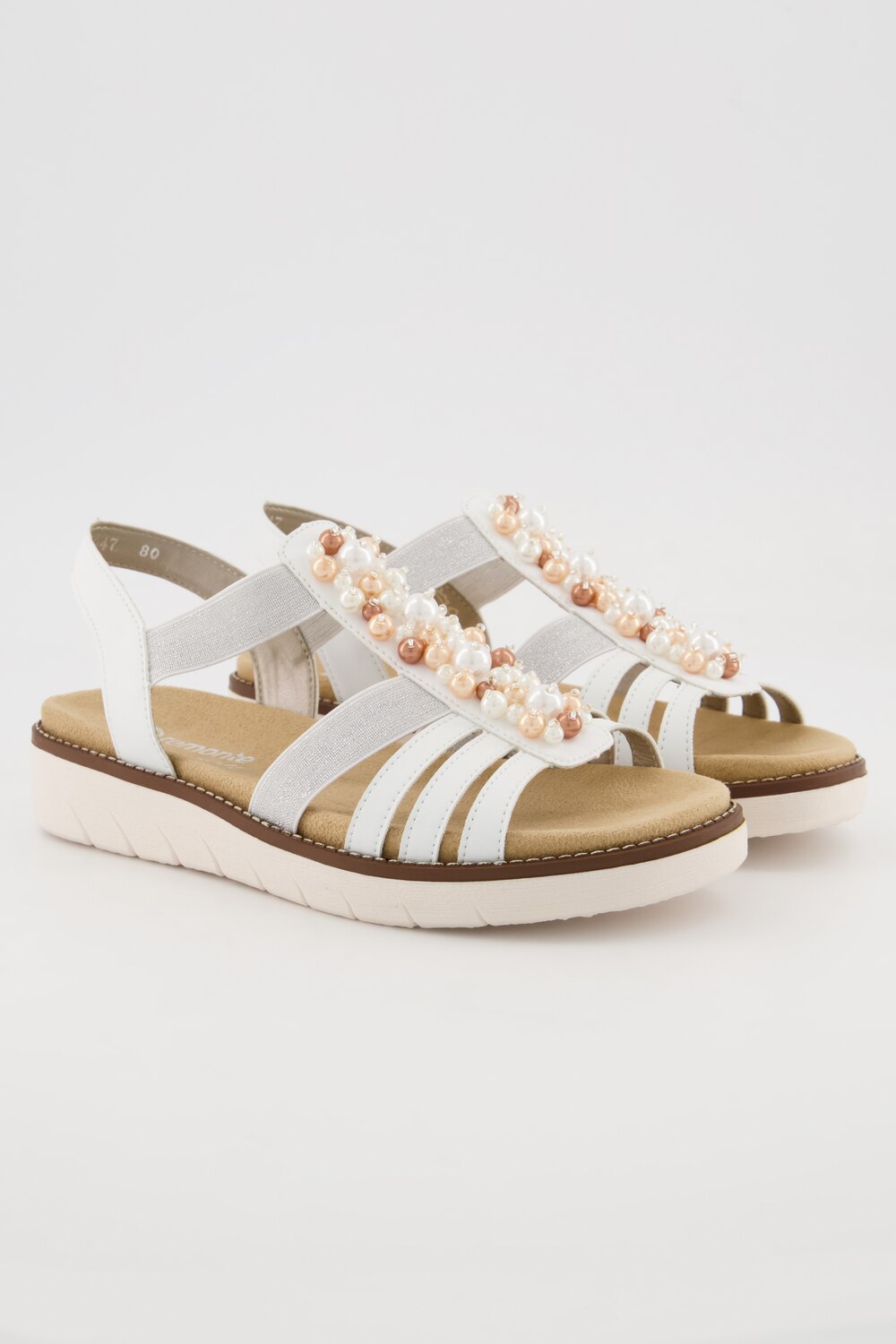 Grote Maten leren sandalen, Dames, wit, Maat: 41, Leer/Synthetische vezels, Ulla Popken