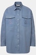 Dongeriskjorte, oversized, broderier, skjortekrage, lange ermer