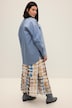 Dongeriskjorte, oversized, broderier, skjortekrage, lange ermer