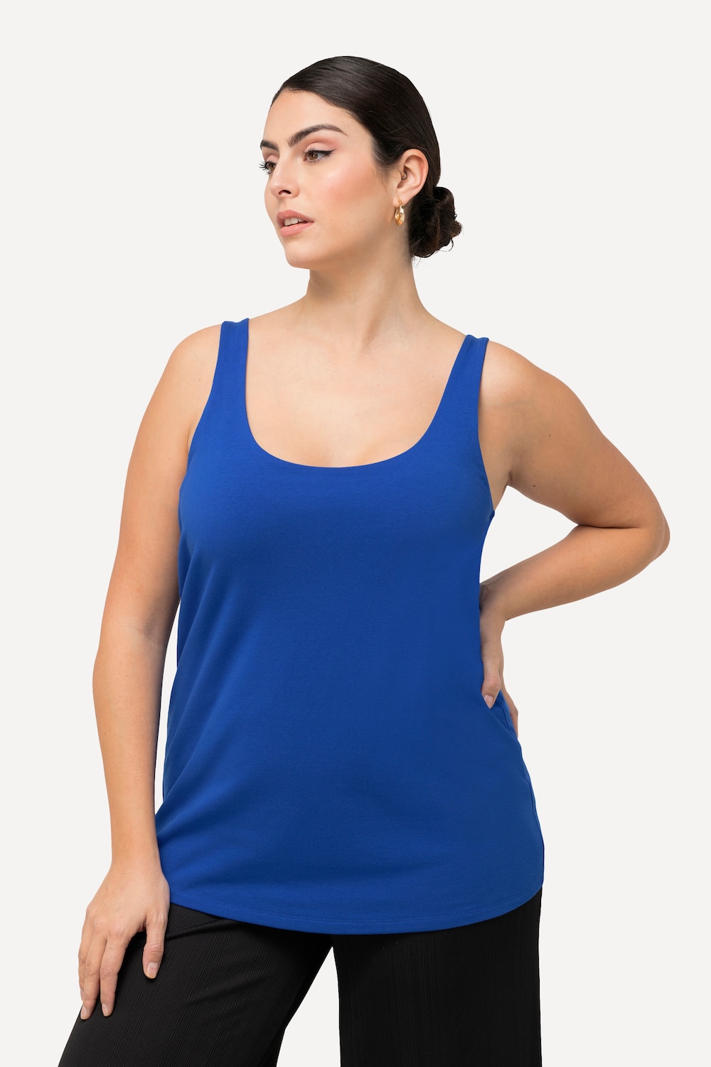 Grote Maten top, Dames, blauw, Maat: 42/44, Katoen, Ulla Popken