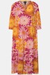 Abito midi dal taglio svasato con scollo a tunica, fiori e maniche a 3/4