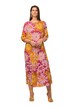 Midi šaty, květy, A střih, tunikový výstřih, 3/4 rukávy