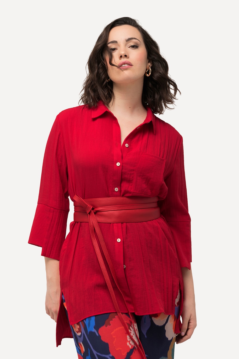 Große Größen Hemdbluse, Damen, rot, Größe: 42/44, Viskose/Synthetische Fasern, Ulla Popken