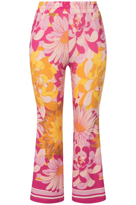 7/8 kalhoty, květy, Bootcut, elastický pas