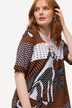 Mixed Pattern Leopard Graphic Stretch Blend Short Sleeve Tunic Blouse