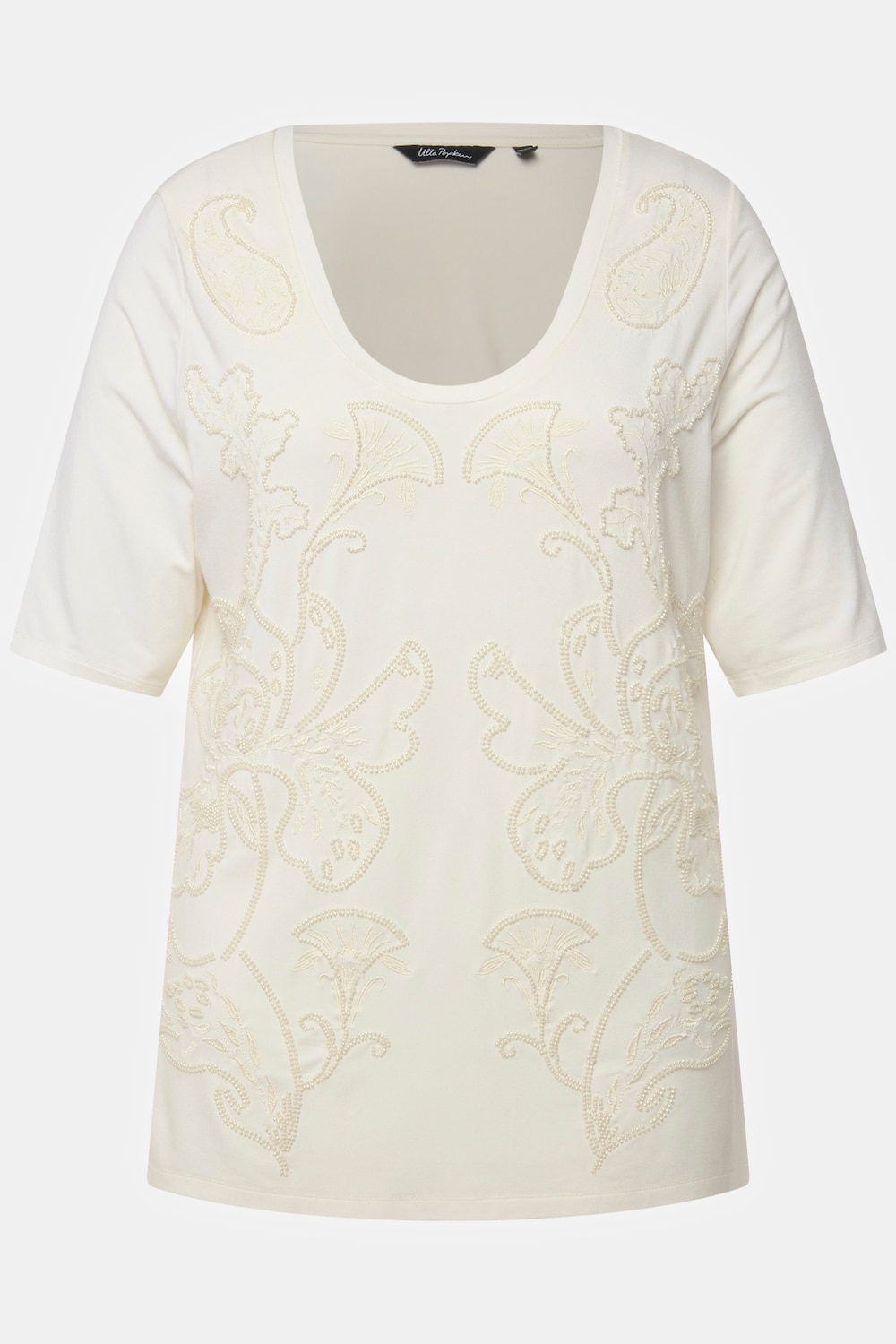 Stora storlekar T-shirt, Dam, vit, storlek: 46/48, Viskos, Ulla Popken