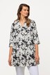 Iris Print 3/4 Sleeve Collared Tunic