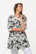 Iris Print 3/4 Sleeve Collared Tunic