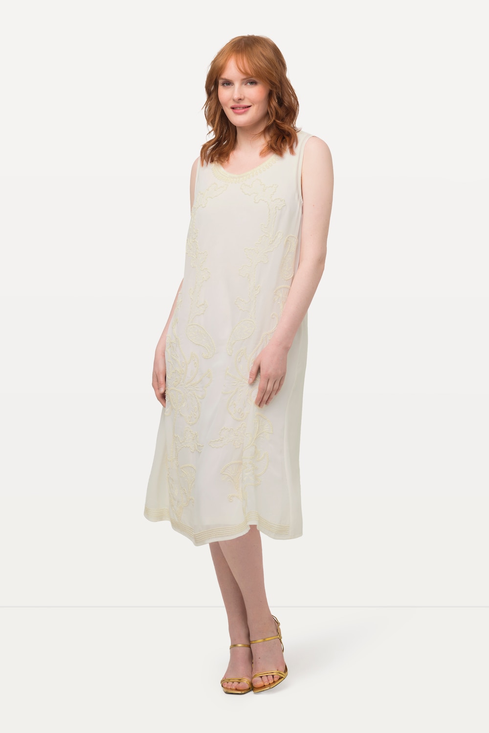 Große Größen Kleid, Damen, beige, Größe: 50/52, Polyester/Viskose, Ulla Popken