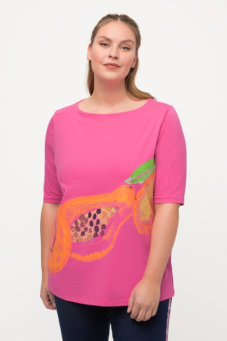 Boat Neck Fruit Print Short Sleeve Tee | T-Shirts | Knit Tops & Tees