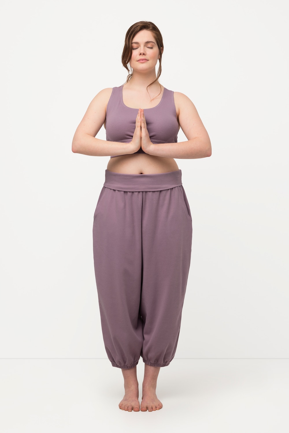 Grote Maten yoga broek, Dames, bruin, Maat: 42/44, Katoen, Ulla Popken