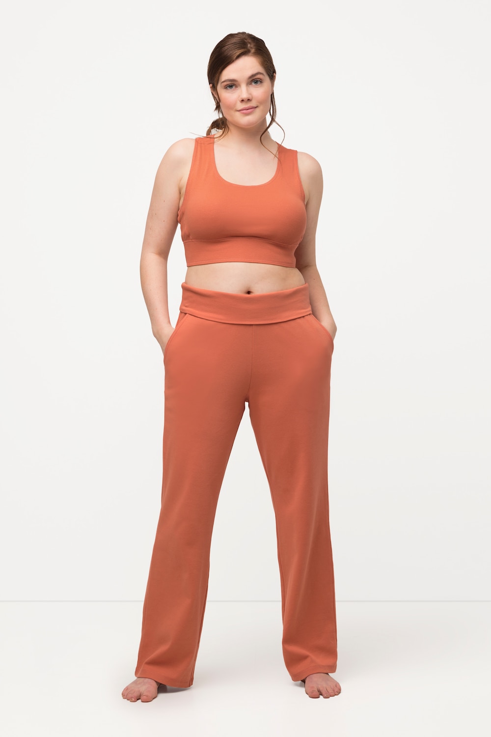 Große Größen Yoga-Marlenehose, Damen, rot, Größe: 50/52, Baumwolle, Ulla Popken