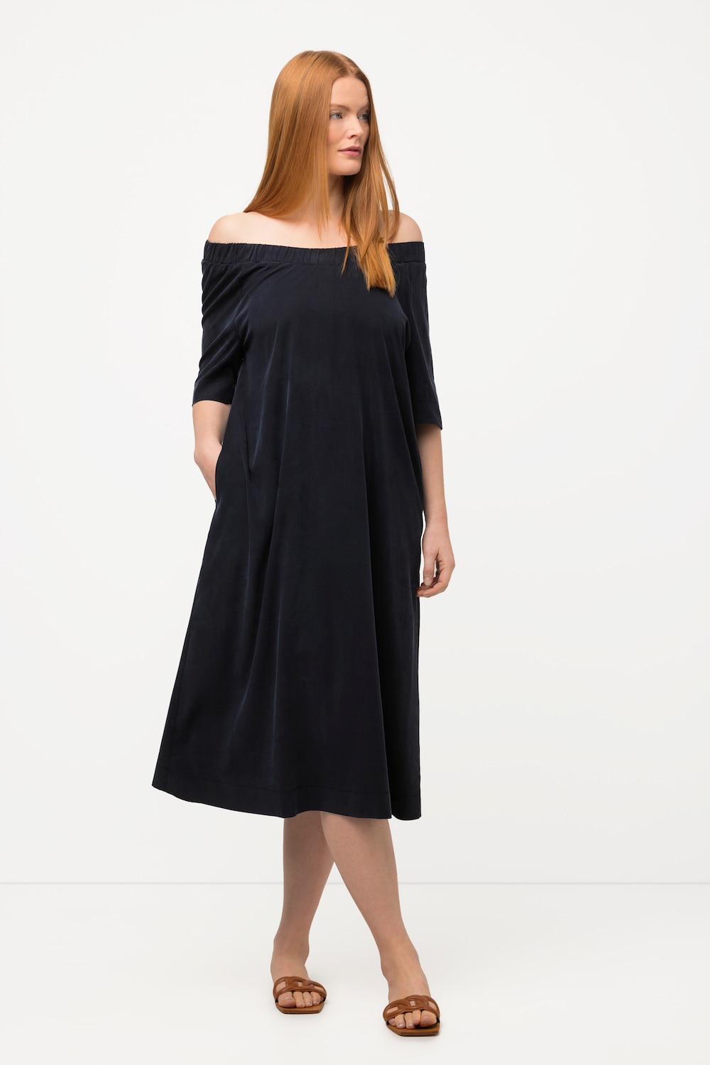 Große Größen Midikleid, Damen, blau, Größe: 58/60, Synthetische Fasern/Polyester, Ulla Popken