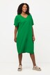 Kleid, Leinenmix, Oversized, V-Ausschnitt, Halbarm
