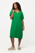 Kleid, Leinenmix, Oversized, V-Ausschnitt, Halbarm