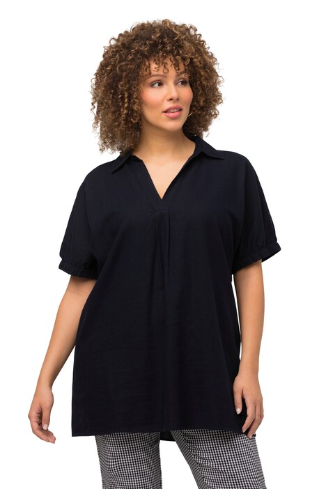 Halenka, lněná směs, oversize, límeček, krátké rukváy