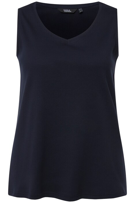 Top, žebrovaný žerzej, Classic, výstřih do V, bez rukávů