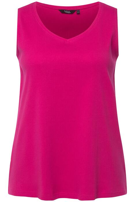 Top, žebrovaný žerzej, Classic, výstřih do V, bez rukávů