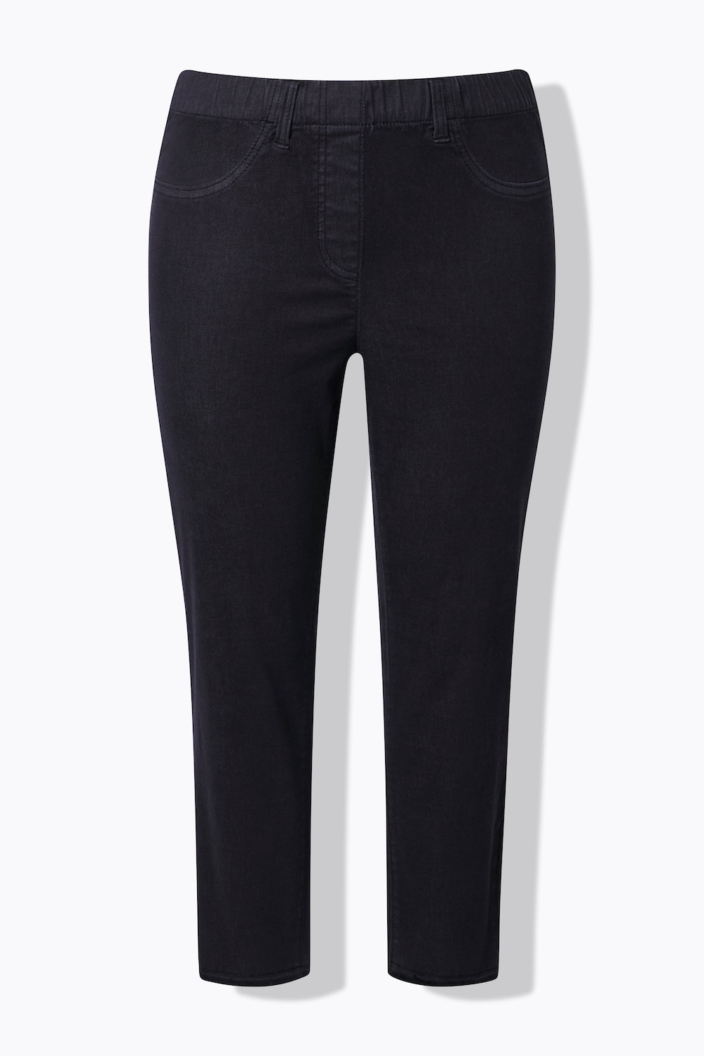 Stora storlekar 7/8-bengalinbyxa Sienna med fransade benslut och smala ben, Dam, svart, storlek: 42, Bomull/Polyester, Ulla Popken