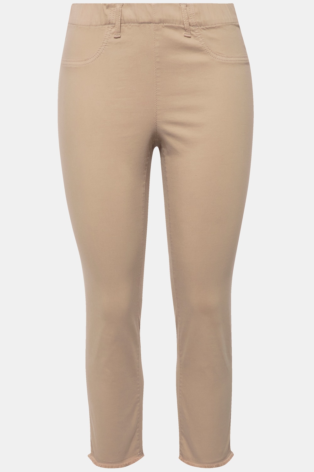 Stora storlekar 7/8-bengalinbyxa Sienna med fransade benslut och smala ben, Dam, beige, storlek: 42, Bomull/Polyester, Ulla Popken