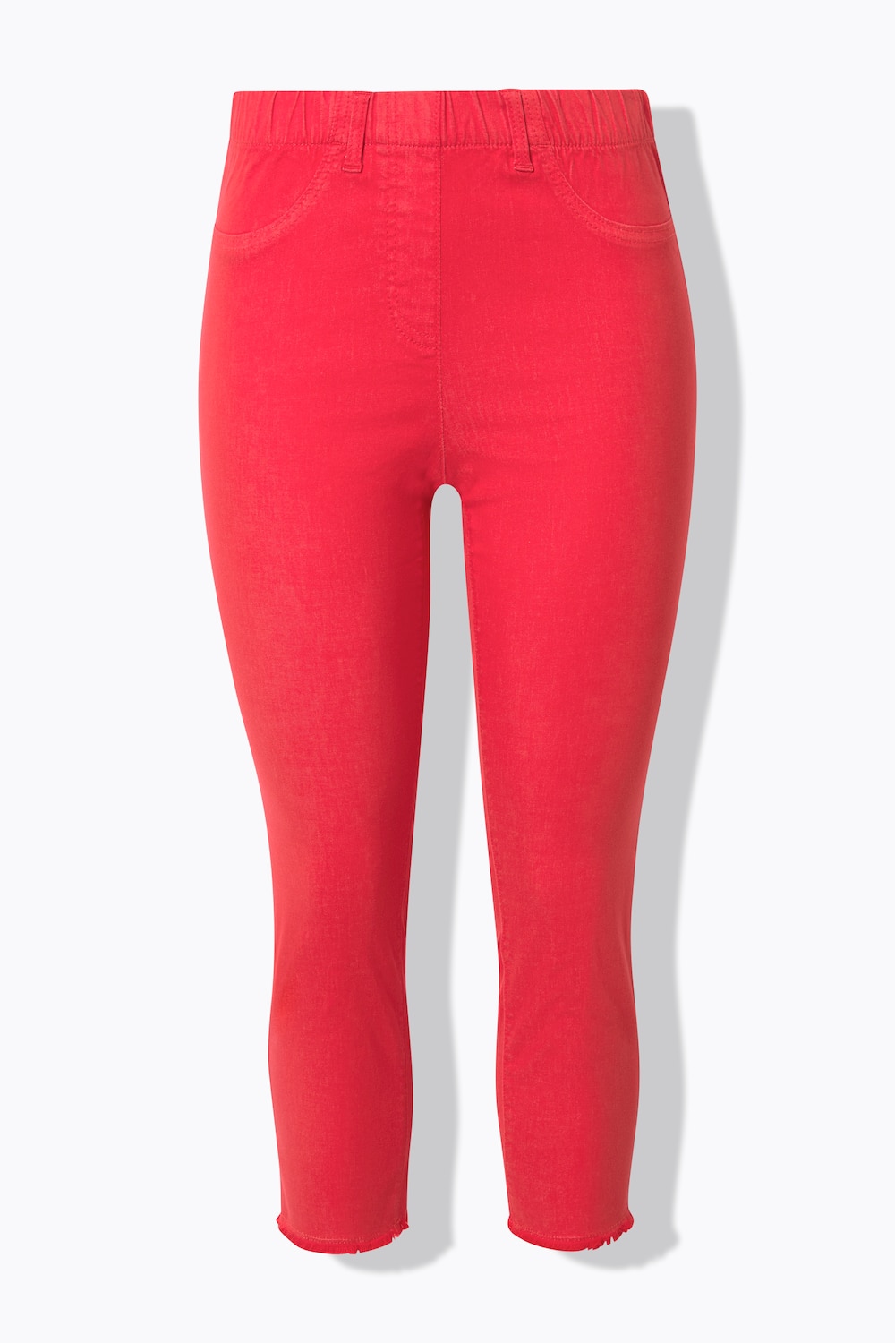 Stora storlekar 7/8-bengalinbyxa Sienna med fransade benslut och smala ben, Dam, röd, storlek: 56, Bomull/Polyester, Ulla Popken