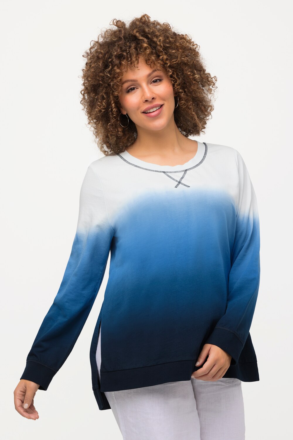 Grote Maten sweatshirt, Dames, blauw, Maat: 42/44, Katoen, Ulla Popken