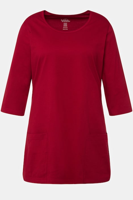 Longshirt, A-Line, Taschen, A-Linie, Rundhals, 3/4-Arm