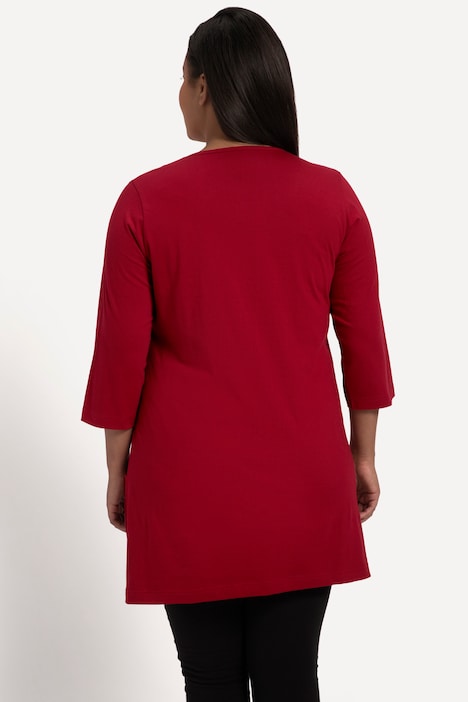 Longshirt, A-Line, Taschen, A-Linie, Rundhals, 3/4-Arm