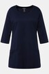Camiseta larga, línea A, bolsillos, cuello redondo, mangas 3/4