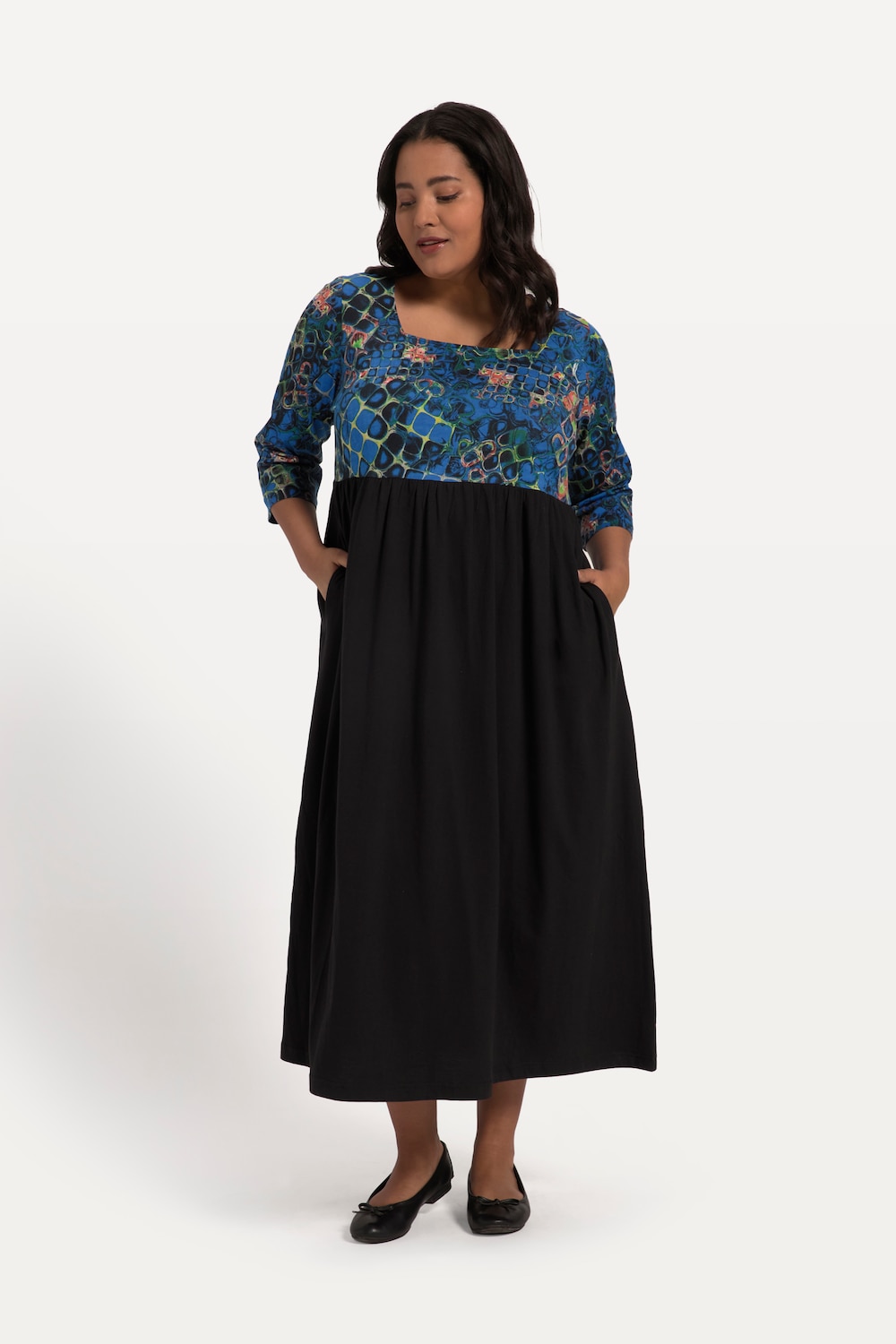 Große Größen Jerseykleid, Damen, schwarz, Größe: 46/48, Baumwolle, Ulla Popken