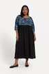 Top Print  Square Neck Empire Knit A-line Pocket Dress