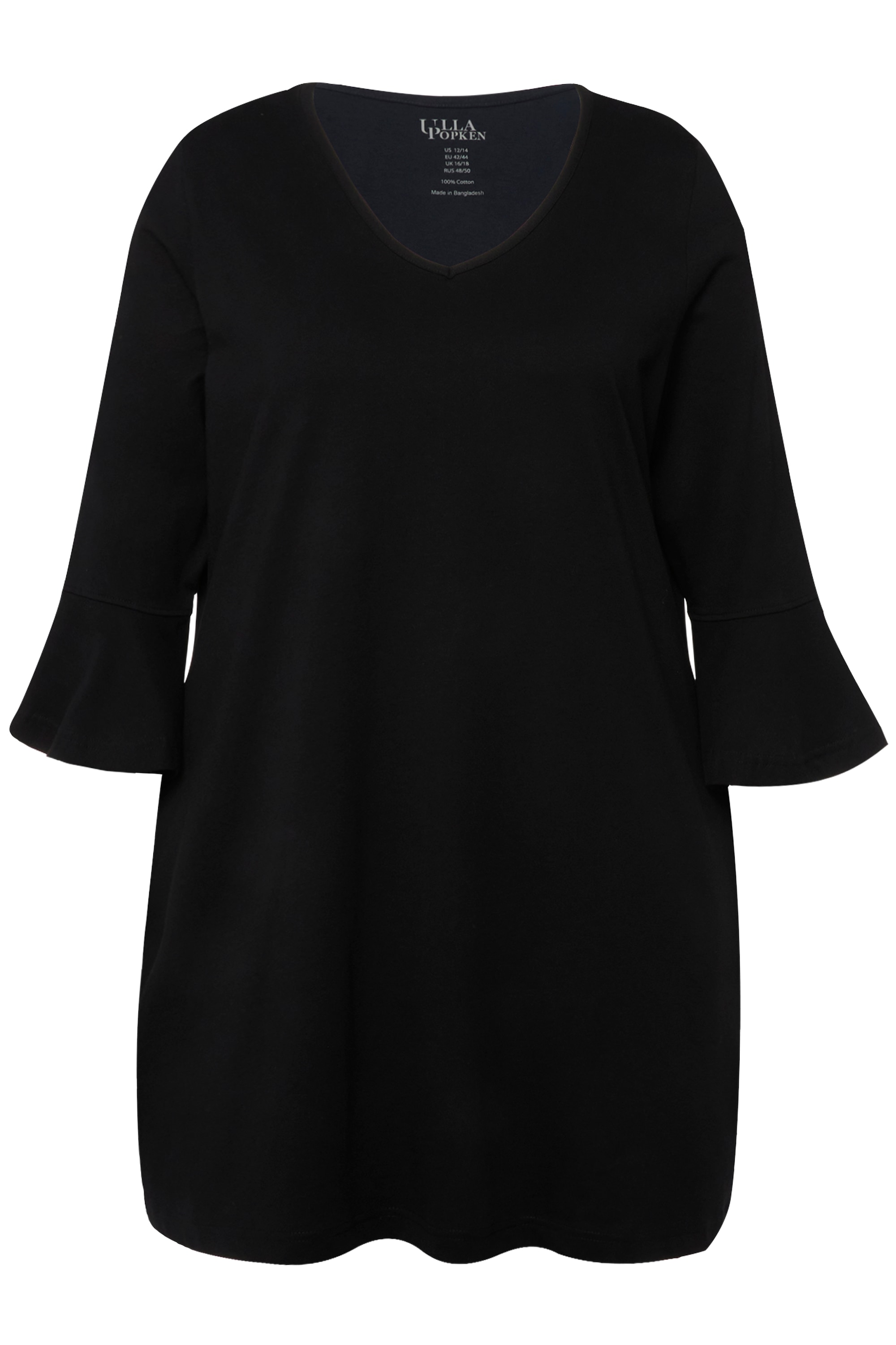 Ulla Popken Damen große Größen T Shirt A Linie Taschen V Ausschnitt