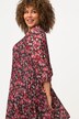 Geplooide mini-jurk, bloemen, volants, opstaande kraag, 3/4-mouwen