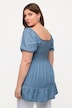 Smok-Longbluse, A-Linie, Carree-Ausschnitt, Halbarm