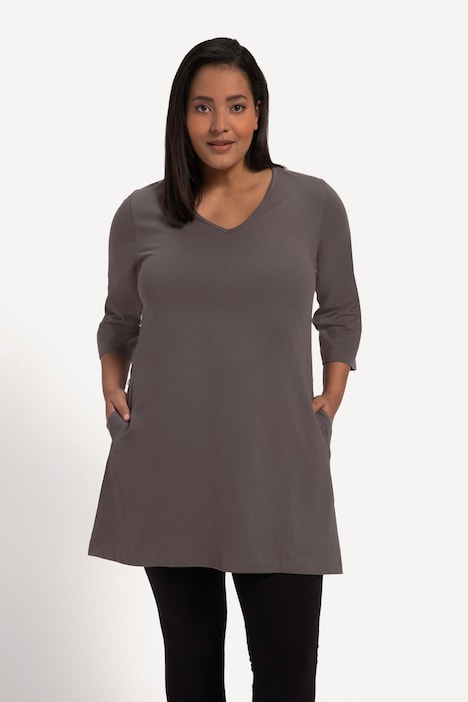 Longshirt, A-Linie, Taschen, V-Ausschnitt, 3/4-Arm