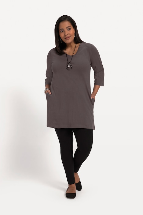 Longshirt, A-Linie, Taschen, V-Ausschnitt, 3/4-Arm