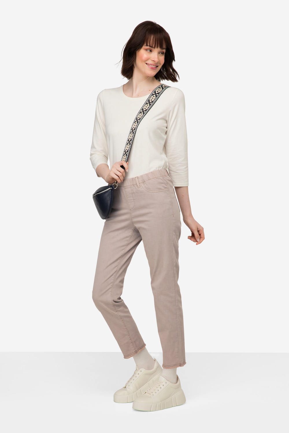 Große Größen 7/8-Slimhose, Damen, beige, Größe: 44, Baumwolle, LAURASON