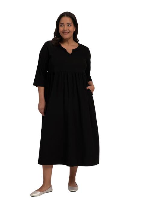 Šaty, empírový šev, kapsy, tunikový výstřih, 3/4 rukávy