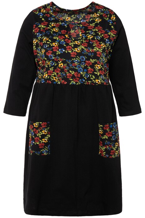 Dlouhé tričko, empírový šev, rozparek, kulatý výstřih, 3/4 rukávy