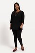 Notch Neck Basic 3/4 Sleeve Cotton Knit Tunic