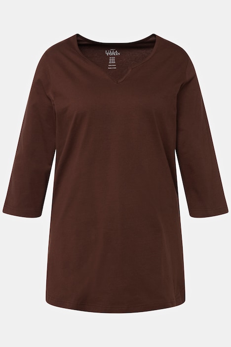 Notch Neck Basic 3/4 Sleeve Cotton Knit Tunic | Maxi Dresses | Dresses