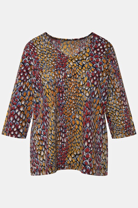 Prints on Prints V-Neck Cotton 3/4 Sleeve Tee