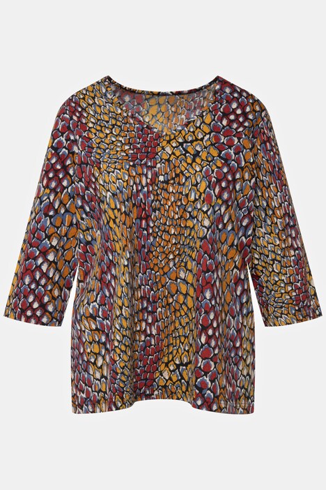 Prints on Prints V-Neck Cotton 3/4 Sleeve Tee | Knit Tunics | Knit Tops ...