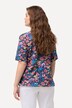 T-shirt, bloemen, elastische zoom, V-hals, halve mouwen