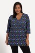 Floral  V-Neck Faux Surplice Cotton Knit Tunic