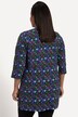 Floral  V-Neck Faux Surplice Cotton Knit Tunic